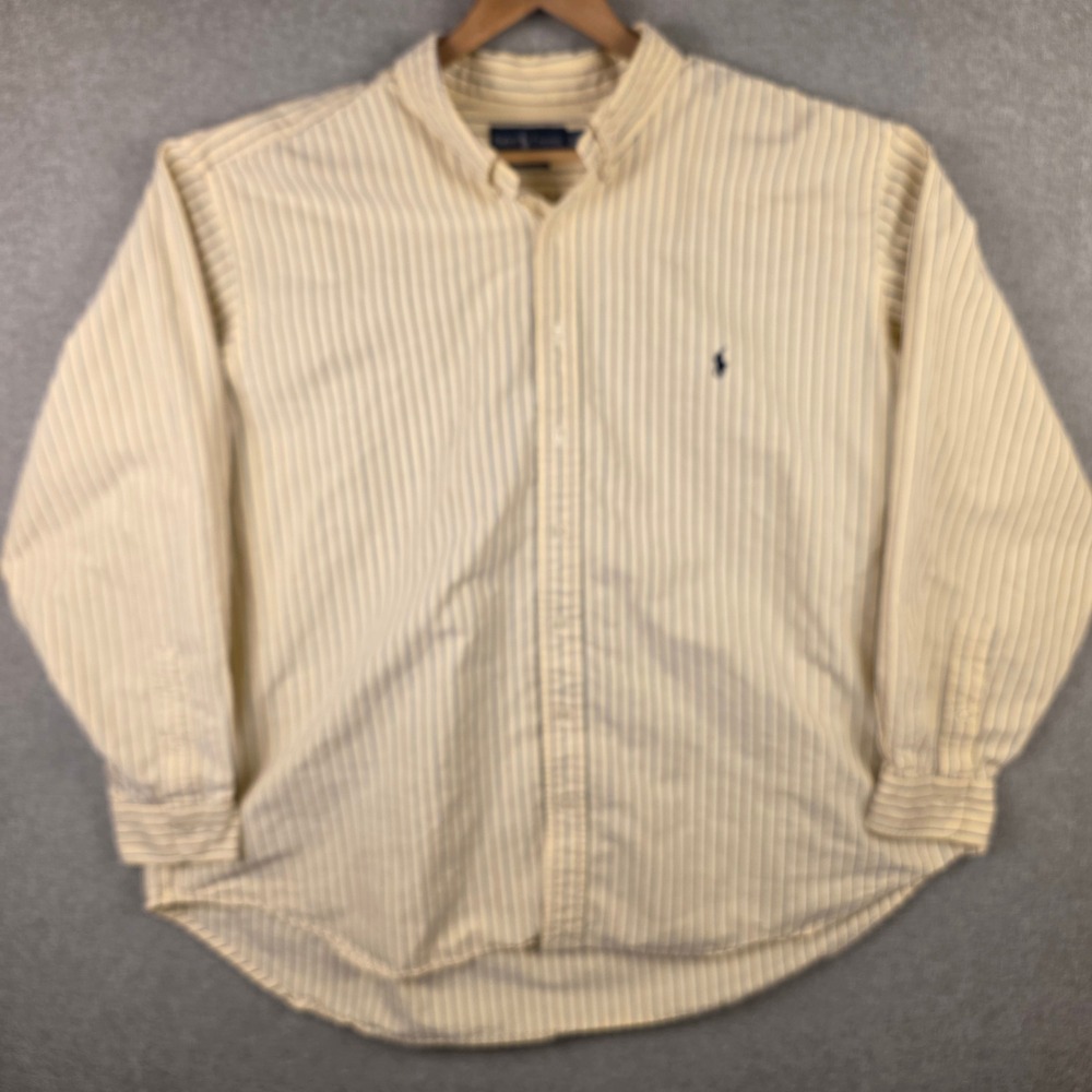 Ralph Lauren Classic Fit Striped Shirt Mens 3XB Big Yellow Blue Button Down Logo